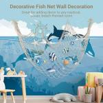 80x40 Inch Fishing Net Decor, 3mm Beige Natural Cotton Large Decorative Fish Netting Table Runner, Wall Ceiling Halloween Party Decorations for Pirate Under The Sea Nautical Mermaid Themed Party