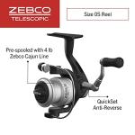 Zebco 33 Micro Spinning Reel and Telescopic Fishing Rod Combo, Extendable 19-Inch to 5-Foot Telescopic Fishing Pole with ComfortGrip Rod Handle, Quickset Anti-Reverse Fishing Reel, Silver/Black