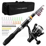 Telescopic Fishing Rod Reel Full Kit Fishing Line Lures for Beginner All-in-One 1.7M/5.58FT Light-Weight Fishing Rod+Spinning Reel+Line+Lures Set+Carry Bag for Kids Youth Outdoor Travel Bass Trout