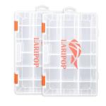 LARIPOP 2-Pack 3600 Fishing Tackle Boxes, Clear Plastic Storage Trays with Adjustable Dividers, Organizer for Lures, Hooks, Sinkers, Jigs & Fishing Accessories