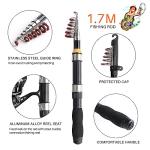 Telescopic Fishing Rod Reel Full Kit Fishing Line Lures for Beginner All-in-One 1.7M/5.58FT Light-Weight Fishing Rod+Spinning Reel+Line+Lures Set+Carry Bag for Kids Youth Outdoor Travel Bass Trout