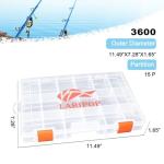 LARIPOP 2-Pack 3600 Fishing Tackle Boxes, Clear Plastic Storage Trays with Adjustable Dividers, Organizer for Lures, Hooks, Sinkers, Jigs & Fishing Accessories