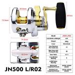 PROBEROS Conventional Reel Trolling Reels - Lever Drag Deep Sea Ocean Big Game Offshore Jigging Fishing Reels - Gold Silver (500, Right)