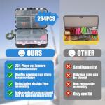 Fishing Tackle Box Set Complete Fishing Gear With Lures Hooks 264Pcs Fishing Accessories Tackle Box Organizer For Freshwater Saltwater Bass Lures Spinner Baits Fishing Kit Storage Box Waterproof