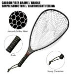Riverruns Fly Fishing Landing Net Carbon Fiber Trout Net with Measurement Handle, Soft Rubber Mesh (26" Standard Handle/Black/Carbon Fiber)
