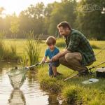 Yeahmart Fishing Net Minnow Nets with Aluminum Collapsible Telescopic Fishing Pole Handle and Nylon Mesh, Small Fishing Landing Net for Saltwater Freshwater, Extends to 51 inch (3 Sectional Handle)