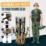 Rush Creek Creations 16-Rod Round Fishing Rod Holder for Garage, 360° Access Fishing Pole Holder for Rods, Reels, Gear, Accessories, and Tackle Box, Securely Holds 16 Rods, Bass