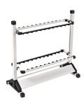 JOYWAVE Fishing Rod Holders,Aluminium Fishing Pole Holders,Portable Fishing Rod Rack,Holds Up to 24 Rods,Portable Wheels,Frosted White