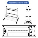 JOYWAVE Fishing Rod Holders,Aluminium Fishing Pole Holders,Portable Fishing Rod Rack,Holds Up to 24 Rods,Portable Wheels,Frosted White