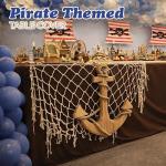 4E's Novelty Fish Net Decorative - Pack of 3 - Natural Cotton Fishnet Decor - Each 14 x 4 feet - for Mermaid Party Decorations, Luau Tropical Nautical Beach Table Cover