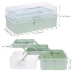 Craft Organizers and Storage, Tackle Box 3-Layer Portable Folding Toolbox, Plastic Tool Box with Handle for Sewing Supplies, Medicine, Art Supplies, Nails and Hair Accessories (Haze Green, 12.5inch)