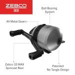 Zebco 33 MAX Spincast Fishing Reel, Size 60 Reel, Right or Left-Hand Retrieve, 20-Pound Zebco Cajun Line, Silver/Black (Clam Packaging)