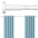 MEXAU White Tension Curtain Rods 41-146 In Extra Long Outdoor Patio Curtain Rods No Drilling Adjustable Heavy Duty Tension Rods for Windows Bathroom Living Room Curtains, Rod Diameter 1.26In
