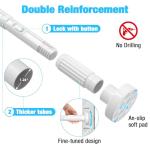 MEXAU White Tension Curtain Rods 41-146 In Extra Long Outdoor Patio Curtain Rods No Drilling Adjustable Heavy Duty Tension Rods for Windows Bathroom Living Room Curtains, Rod Diameter 1.26In