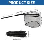 Telescoping Fishing Net, Extendable Aluminum Frame Net with Belt Clip, Triangle Fish Net, Knotless Nylon Mesh for Freshwater/Saltwater, Foldable Fish Net for Catch and Release