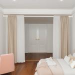 MEXAU White Tension Curtain Rods 41-146 In Extra Long Outdoor Patio Curtain Rods No Drilling Adjustable Heavy Duty Tension Rods for Windows Bathroom Living Room Curtains, Rod Diameter 1.26In