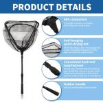 Telescoping Fishing Net, Extendable Aluminum Frame Net with Belt Clip, Triangle Fish Net, Knotless Nylon Mesh for Freshwater/Saltwater, Foldable Fish Net for Catch and Release