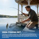 Telescoping Fishing Net, Extendable Aluminum Frame Net with Belt Clip, Triangle Fish Net, Knotless Nylon Mesh for Freshwater/Saltwater, Foldable Fish Net for Catch and Release