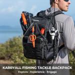 KastKing KarryAll Fishing Tackle Backpack with Rod Holder 4 Tackle Boxes,40/26L Tackle Bag Storage Fishing Gear and Equipment,Black,Medium