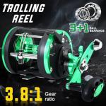 Sougayilang Round Baitcasting Fishing Reel –CNC Machined Aluminum Body Catfish Reel with 25LB Max Drag, Waterproof Trolling Reel with Level Wind & Magnetic Braking System for Musky Bass Pike