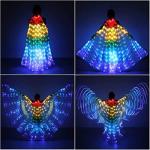 DELLMAO LED Lights Belly Dance Wings Girls Colorful Butterfly Glow Angel Dance Wings with Telescopic Sticks Flexible Rods for Adults