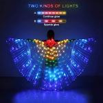 DELLMAO LED Lights Belly Dance Wings Girls Colorful Butterfly Glow Angel Dance Wings with Telescopic Sticks Flexible Rods for Adults