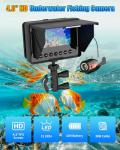 Underwater Fishing Camera, 4.3" HD 1200TVL Fish Finder Camera with 98ft Cable, 8500mAh Battery, 3X Zoom, 6 White & 6 IR LEDs for Ice Fishing, Sea & River, Portable Video Aquarium Camera(Easy to Use)
