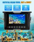 Underwater Fishing Camera, 4.3" HD 1200TVL Fish Finder Camera with 98ft Cable, 8500mAh Battery, 3X Zoom, 6 White & 6 IR LEDs for Ice Fishing, Sea & River, Portable Video Aquarium Camera(Easy to Use)
