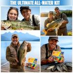 PLUSINNO Fishing Lures, 128Pcs All-in-One Fishing Tackle Box with Step-by-Step Handbook, Fishing Gear & Bait Accessories Kit for Freshwater Bass, Ideal Fishing Gifts for Men, Father & Beginners