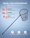 VEVOR Fishing Net, Landing Nets with Telescopic Handle, Portable Lightweight Stronger 6063 Aluminum Fish Gear, Nylon Covered PVC, Durable and Friendly, 26 inch Net Opening for Saltwater Bait