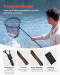 VEVOR Fishing Net, Landing Nets with Telescopic Handle, Portable Lightweight Stronger 6063 Aluminum Fish Gear, Nylon Covered PVC, Durable and Friendly, 26 inch Net Opening for Saltwater Bait