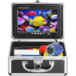 Underwater Fishing Camera, Portable Fish Finder with 7" LCD Monitor, IP68 Waterproof 1000TVL HD Fishing Camera with Infrared Lights for Lake Kayak Boat Ice Dark Fishing (65ft/20M Cable)