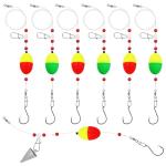 Fish Finder Rig with Float Surf Fishing Rigs 33LB Surf Fishing Tackle for Shark Bluefish Stripers 6PCS 6/0 8/0 (6/0 Circle Hook-6pcs)