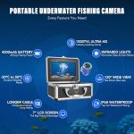 Underwater Fishing Camera, Portable Fish Finder with 7" LCD Monitor, IP68 Waterproof 1000TVL HD Fishing Camera with Infrared Lights for Lake Kayak Boat Ice Dark Fishing (65ft/20M Cable)
