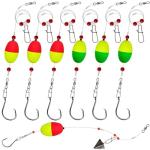 6PCS Fish Finder Rig with Float Fishing Floats and Bobbers Fishing Rigs Catfishing Tackle Floats with Hooks for Redfish Bluefish Shark and Striped Bass (6/0 Mixed Color-6 Pcs)