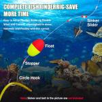 6PCS Fish Finder Rig with Float Fishing Floats and Bobbers Fishing Rigs Catfishing Tackle Floats with Hooks for Redfish Bluefish Shark and Striped Bass (6/0 Mixed Color-6 Pcs)