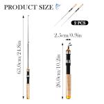 Telescopic Ice Fishing Rod, 2 Packs Mini Fishing Rod Cork HandlePortable Travel Fishing Pole for Saltwater Freshwater Fishing, 25Inch