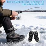 Hikary Ice Fishing Rod and Reel Combo Set Carbon Portable Complete Kit with Tackle Bag Ice Jigs Ice Cleats Spinning Reels Line Lures Hooks Suitable for Beginners Winter