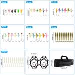 Hikary Ice Fishing Rod and Reel Combo Set Carbon Portable Complete Kit with Tackle Bag Ice Jigs Ice Cleats Spinning Reels Line Lures Hooks Suitable for Beginners Winter