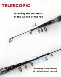 FINNECT Telescopic Fishing Rod - 3.0m / 9.8ft Lightweight 42T Carbon Fiber Portable Travel Rod for Freshwater River Fishing
