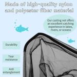 Tacklurenet Folding Kayak Fishing Net with Aluminum Alloy Frame Rubber-Coated Nylon Net for Saltwater Freshwater Small Fishing Net Fishing Landing Net for Rubber Granule Non-Slip Gloves Storage Bag