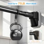 FADOTY Tension Curtain Rods No Drilling, Extra Long Tension Rod 41-139 Inch, Heavy Duty Shower Curtain Rod for Outdoor Patio Bathroom Windows Room Divider, Adjustable, Anti-Slip, No Rust, Black