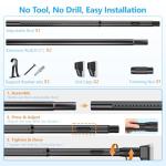 FADOTY Tension Curtain Rods No Drilling, Extra Long Tension Rod 41-139 Inch, Heavy Duty Shower Curtain Rod for Outdoor Patio Bathroom Windows Room Divider, Adjustable, Anti-Slip, No Rust, Black