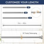 STARLATTA Shower Curtain Rod, 31-80 Inches Adjustable Tension Rod, 1-Inch Diameter Heavy Duty Rustproof Stainless Steel, No-Drill Spring Rod for Bathroom, Kitchen and Closet, Silver