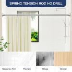 STARLATTA Shower Curtain Rod, 31-80 Inches Adjustable Tension Rod, 1-Inch Diameter Heavy Duty Rustproof Stainless Steel, No-Drill Spring Rod for Bathroom, Kitchen and Closet, Silver