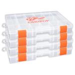 LARIPOP 4-Pack 3600 Fishing Tackle Boxes, Clear Plastic Storage Trays with Adjustable Dividers, Organizer for Lures, Hooks, Sinkers, Jigs & Fishing Accessories