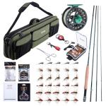 Goture Fly Fishing Rod and Reel Combo with Fly Rod & Gear Case, 9FT #5 4-Piece Fly Rod, Pre-Spooled Reel, Fly Line, Flies, Leader, Tippet, Forceps, Nipper and Complete Starter Kit A