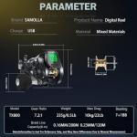 SAMOLLA Baitcasting Fishing Reel 8oz Ultralight Smart Digital Baitcaster Reels with 22Lb Max Drag 7.2:1 High-Speed Gear Ratio Left Handed Freshwater Saltwater Compact Design Black TX800