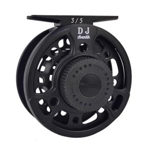 Aventik DJ Fly Reel 3/5 5/7 7/9 Super Large Arbor Fly Fishing Reel Fresh Water and Salt Water Aluminum Fly Reel Three Colors to Choose (Black 3/5)