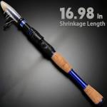 Portable Fishing Rods,Telescopic Spinning Rod with 24T Carbon Blanks & Solid Carbon Tip, Cork Handle Collapsible Rods, Easy to Travel-6.9FT